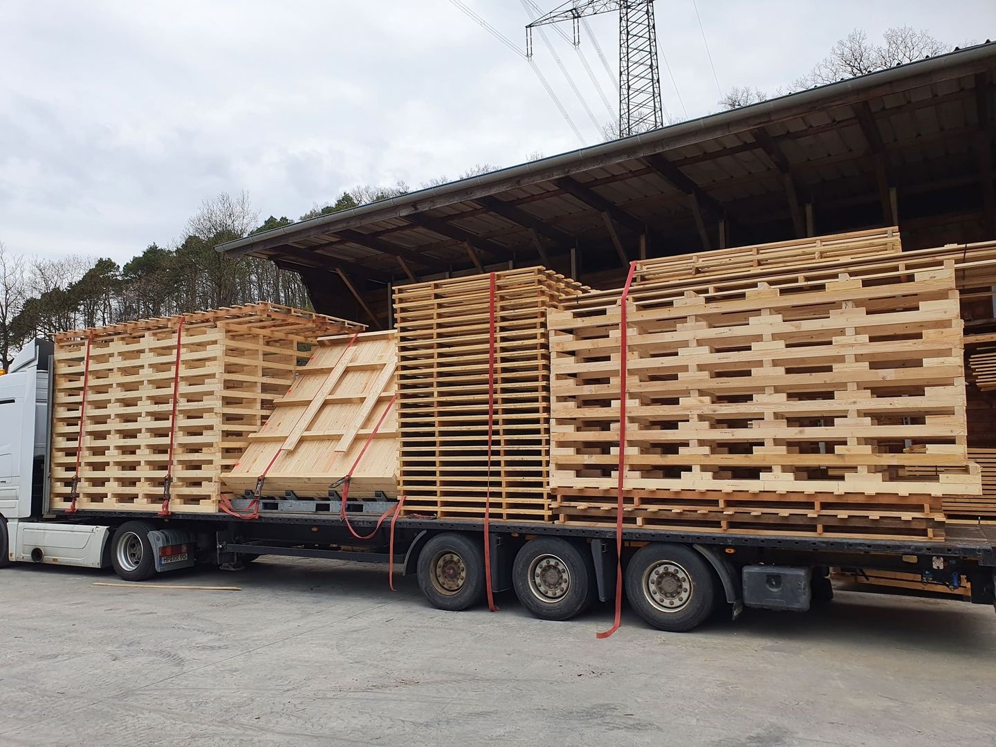 LKW transportiert Holzpaletten